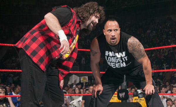 Dwayne Johnson and Mick Foley