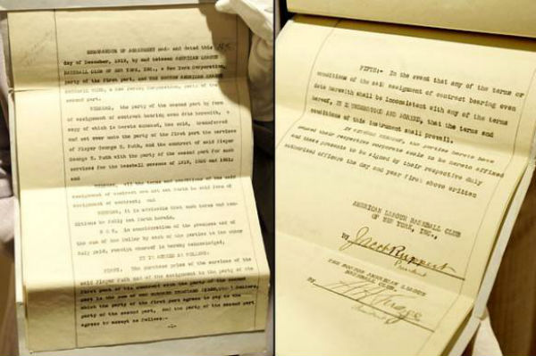 Babe Ruth Yankees Contract